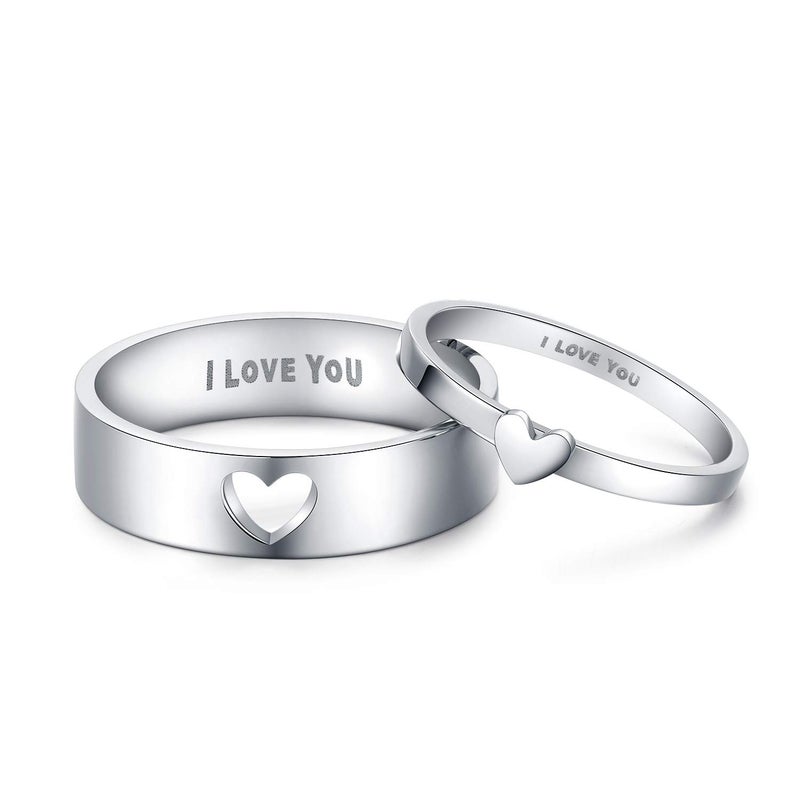 LAVUMO Matching Heart Promise Rings for Couples I Love You Engagement Wedding Ring Band Sets for Him and Her Stainless Steel High Polished Comfort Fit (Men Size 10 & Women Size 6) - Image 2